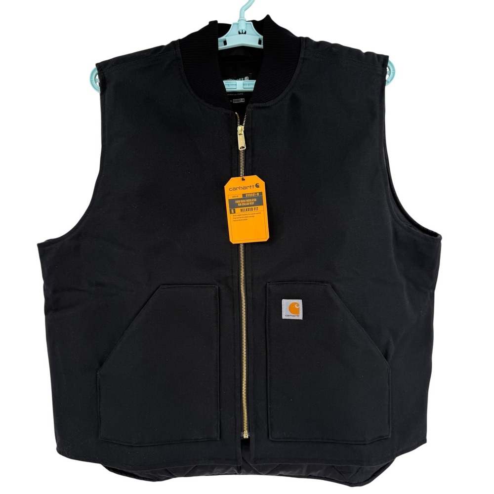 Carhartt Men's Firm Duck Insulated Rib Collar Vest Sz 2XL Black Relaxed Fit NWT